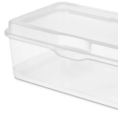 Sterilite Clear FlipTop Plastic Stacking Storage Container Tote With Latching Lid For Home Organization In Closets, Playroom, Or Craft Rooms 2 Sterilite Clear FlipTop Plastic Stacking Storage Container Tote With Latching Lid For Home Organization In Closets, Playroom, Or Craft Rooms - Image 2