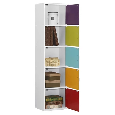 Hodedah HID5 High Quality 5 Shelf Home, Office, And School Enclosed Organization Storage 59 Inch Tall Slim Bookcase Cabinets, Rainbow Finish 3 Hodedah HID5 High Quality 5 Shelf Home, Office, And School Enclosed Organization Storage 59 Inch Tall Slim Bookcase Cabinets, Rainbow Finish - Image 3