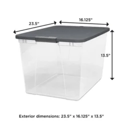 Homz 64-Quart Clear Plastic Stackable Storage Bin With Lid Container Box With Latching Handles For Home Garage Organization, Gray (2 Pack) -Rubbermaid Shop GUEST dc6a0740 a26b 4c53 9a98 b2271da6b49f