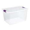 Sterilite 66 Quart Clear Latch Lid Storage Container Tote, 6 Pack, And 27 Quart Clear Latch Lid Storage Container Tote, 6 Pack For Home Organization