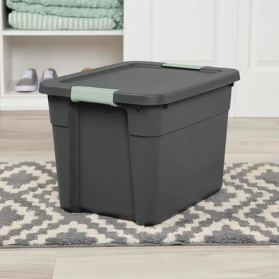 Sterilite 6 Pack Stackable Plastic Storage Tote Container Organizer Bin With Latching Lid For Home And Garage Organization,12 Gallon, Gray/Green 3 Sterilite 6 Pack Stackable Plastic Storage Tote Container Organizer Bin With Latching Lid For Home And Garage Organization,12 Gallon, Gray/Green - Image 3