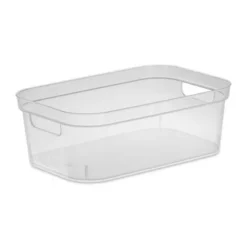 Sterilite 4.25 X 8 X 12.25 Inch Small Modern Storage Bin With Comfortable Carry Through Handles For Household Organization, Clear (8 Pack)