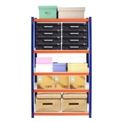 SEVOBAL Utility Storage Shelves Heavy Duty 5 Tier Metal Shelving Unit Vividly Ample Garage Home Organization Home, Blue Orange, 71"*35.4"*15.7" -Rubbermaid Shop GUEST e0ec45c7 f5c2 4409 95aa 391be2cf28fd
