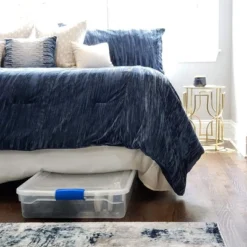 Homz Multipurpose 60 Qt Underbed Secure Latching Clear Plastic Storage Container With Snap-On Lid And Wheels For Home & Office Organization, (2 Pack)