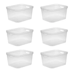 Sterilite 8.25x12.25x15 Inch Modern Polished Storage Bin W/ Comfortable Carry Through Handles & Banded Rim For Household Organization, Clear -Rubbermaid Shop GUEST e259e02a 8fbc 453a 8057 a854c4107ec4