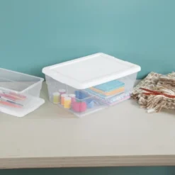 Sterilite 16 Quart Stackable Clear Plastic Storage Tote Container With Opaque Latching Lid For Home And Office Organization -Rubbermaid Shop GUEST e4222ebb b9c6 428f adde 8a31c39378ab