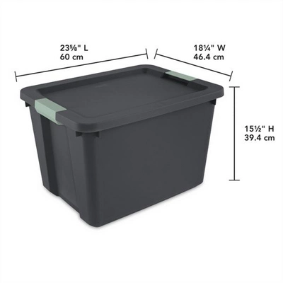 Sterilite 6 Pack 20 Gallon Stackable Plastic Storage Tote Container Organizer Bin With Latching Lid For Home And Garage Organization, Gray/Green 1 Sterilite 6 Pack 20 Gallon Stackable Plastic Storage Tote Container Organizer Bin With Latching Lid For Home And Garage Organization, Gray/Green