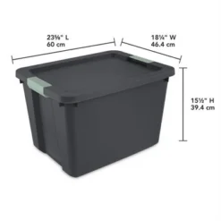 Sterilite 24 Pack 20 Gallon Stackable Plastic Storage Tote Container Organizer Bin With Latching Lid For Home And Garage Organization, Gray/Green