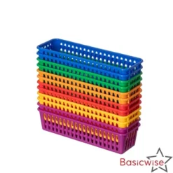 Basicwise 12-pc Plastic Storage Baskets For School Organization Teacher Essentials Desk Accessories Art Supplies Pencils