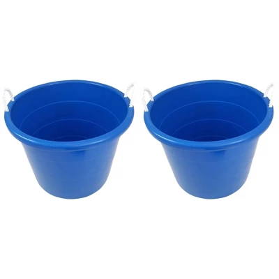 Homz Multipurpose 18 Gallon Plastic Open-Top Storage Round Utility Tub With Rope Handles For Indoor Or Outdoor Home Organization, Blue (3 Pack) 1 Homz Multipurpose 18 Gallon Plastic Open-Top Storage Round Utility Tub With Rope Handles For Indoor Or Outdoor Home Organization, Blue (3 Pack)