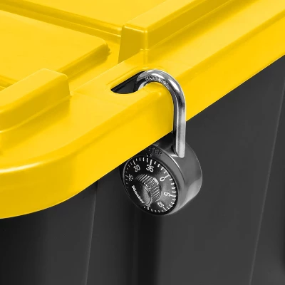 IRIS USA 27 Gallon Heavy Duty Truck Bed Toolbox Storage Tote Bins With Lids, Garage Organization, Black/Yellow, 2 Pk 3 IRIS USA 27 Gallon Heavy Duty Truck Bed Toolbox Storage Tote Bins With Lids, Garage Organization, Black/Yellow, 2 Pk - Image 3