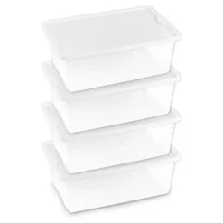 Homz 12 Quart Snaplock Clear Plastic Storage Tote Container Bin With Secure Lid And Handles For Home And Office Organization (4 Pack)
