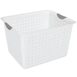 Sterilite Ultra Storage Basket With Handles For At Home Or Classroom Organization, In Size Deep (6 Pack) And Medium (12 Pack), White