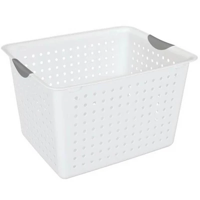 Sterilite Ultra Storage Basket With Handles For At Home Or Classroom Organization, In Size Deep (6 Pack) And Medium (12 Pack), White 1 Sterilite Ultra Storage Basket With Handles For At Home Or Classroom Organization, In Size Deep (6 Pack) And Medium (12 Pack), White