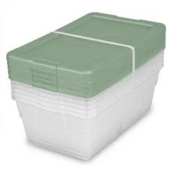 Sterilite Stackable 6 Quart Home Storage Tote Container With Handles For Efficient Space Saving Household Organization, Crisp Green (30 Pack) -Rubbermaid Shop GUEST effdb9da 6fad 4abf ab05 8480693ba468 1