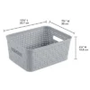 Sterilite 10x8x4.25 Inch Rectangular Weave Pattern Short Basket W/ Handles For Pantry, Bathroom & Laundry Room Storage Organization, Cement (32 Pack)