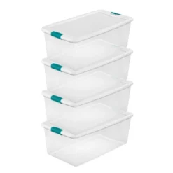 Sterilite 106 Quart (4 Pack) & 64 Quart (6 Pack) Latching Clear Plastic Storage Organizer Tote Tub Container Bin Box For Organization And Storage