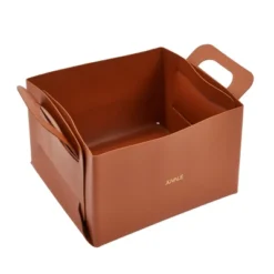 Juvale 2 Pack Faux Leather Foldable Storage Bins With Handles, Collapsible Baskets For Home Organization, Brown, 10 X 6.5 In -Rubbermaid Shop GUEST f1daa3ea 98e1 43e4 badd 57b48462d183