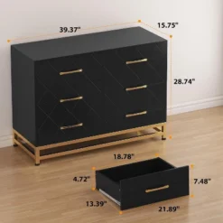 Jojoka Wooden Dresser For Bedroom, Dressers & Chest Of Drawers With 4 Drawer, Wood Nightstand For Storage And Organization