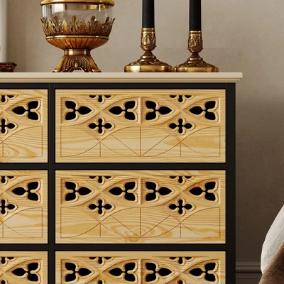 FUFU&GAGA Contemporary Horizontal Wooden Nine Drawers Dresser Storage Chest With Smooth For Bedroom Organization And Decor Enhancement 6 FUFU&GAGA Contemporary Horizontal Wooden Nine Drawers Dresser Storage Chest With Smooth For Bedroom Organization And Decor Enhancement - Image 6