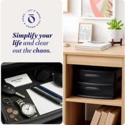 Homz 2 Pack Storage Cart, Medium 2 Drawer Plastic Container For Home And Office Organization, Black Frame With Smoke Tint Drawers -Rubbermaid Shop GUEST fac6c067 97c1 42ff 99f0 6a4fec20cf12