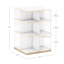 EdQ Rotating Big Book Display–White: 3-Tier Kids Bookshelf For Classroom Storage, Book Organizer With Acrylic Shelves For Homeschool Organization