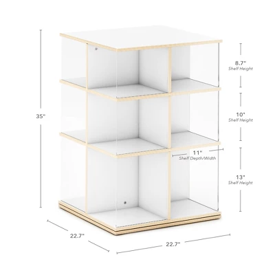 EdQ Rotating Big Book Display–White: 3-Tier Kids Bookshelf For Classroom Storage, Book Organizer With Acrylic Shelves For Homeschool Organization 1 EdQ Rotating Big Book Display–White: 3-Tier Kids Bookshelf For Classroom Storage, Book Organizer With Acrylic Shelves For Homeschool Organization