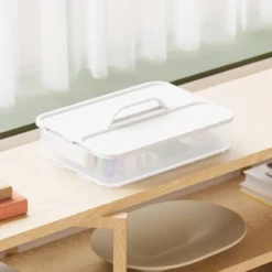 Click In Place 6.7qt Clear Shallow Plastic Storage Bin With White Latch For Home And Office Organization - Brightroom™ -Rubbermaid Shop GUEST ffd88927 ddb5 48af 946a 3273e62a3092